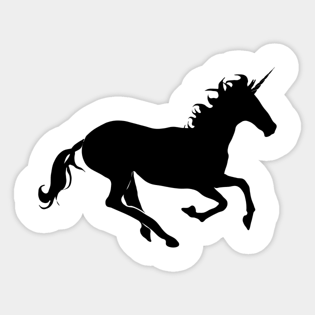 Black Unicorn Silhouette Sticker by Printaha